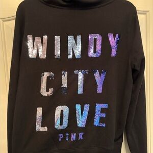 PINK Victoria's Secret Black Graphic Long Sleeve Hoodie